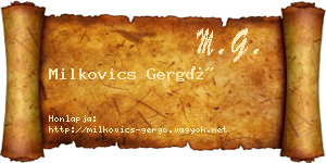 Milkovics Gergő névjegykártya